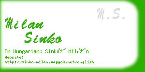 milan sinko business card